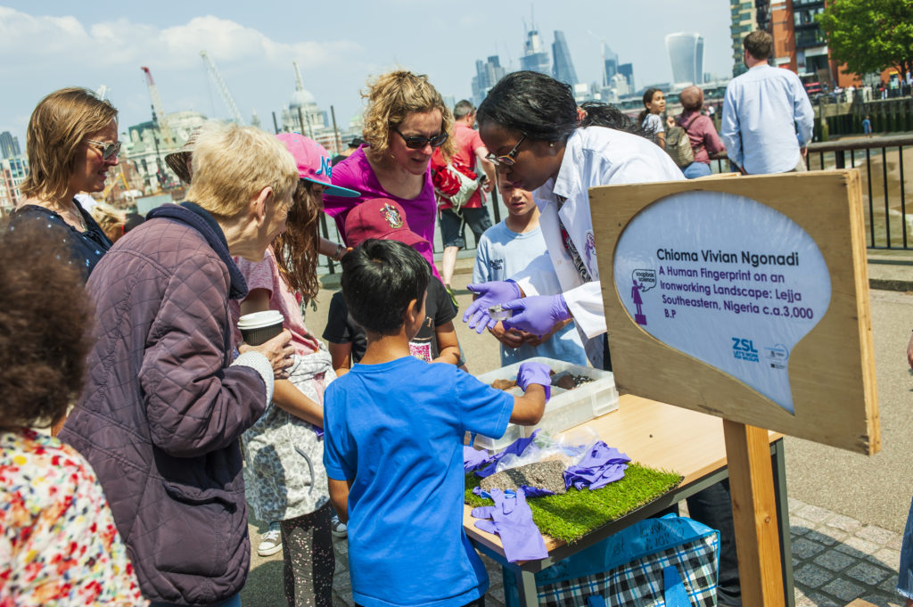 Chioma Vivian Ngonadi at Soapbox Science event in London, showcasing female research